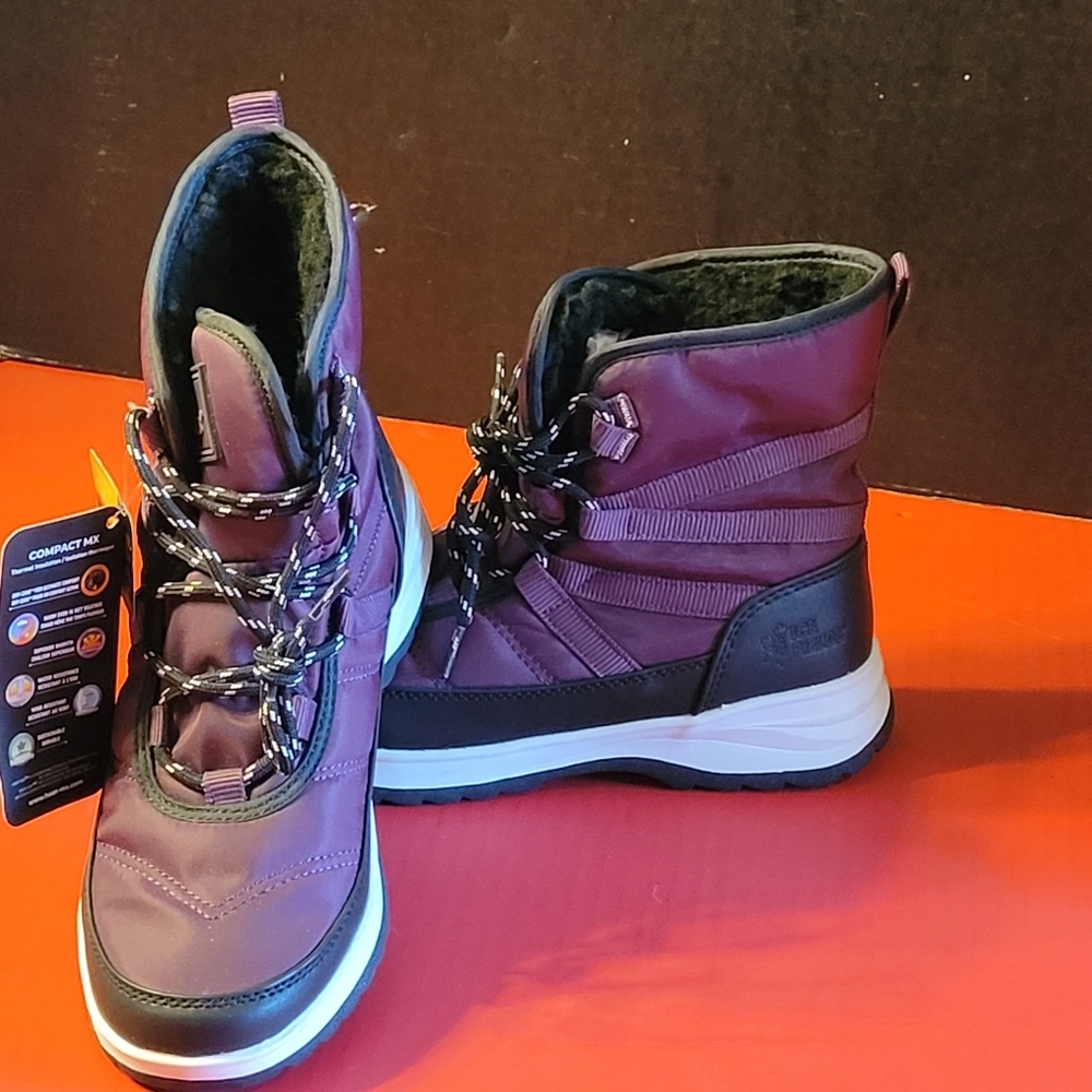 Purple Winter Boots with Black and White Soles